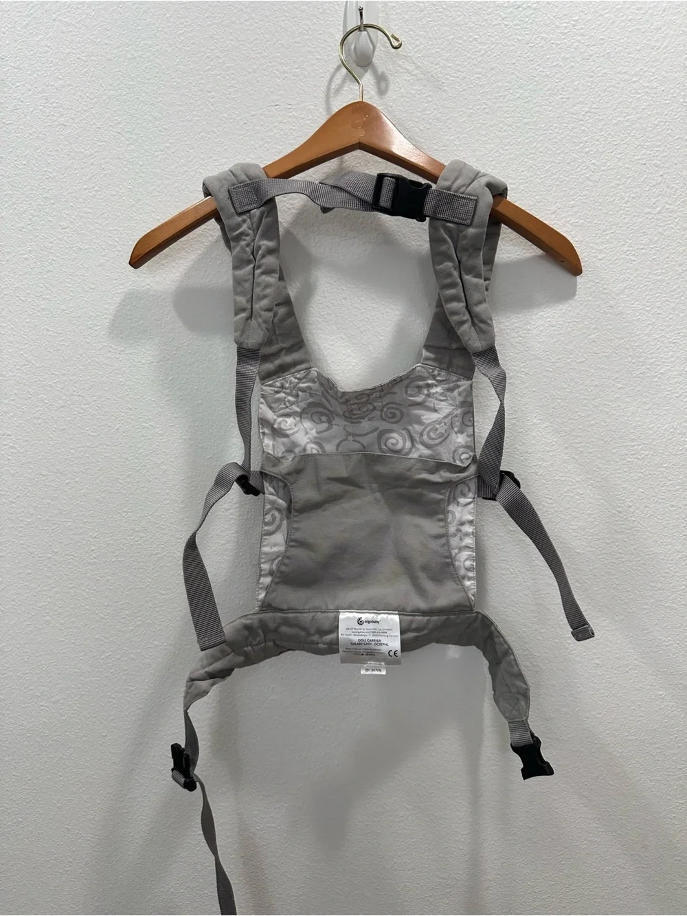 Ergobaby Gray Star Embroidered Baby doll toy - Neutral Gray GUC dolls play